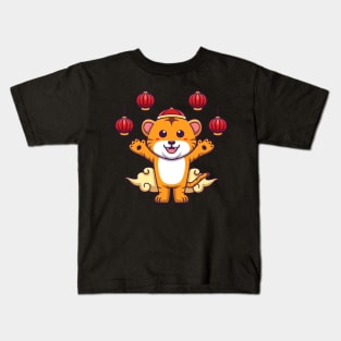 Cute chinese tiger artwork Kids T-Shirt